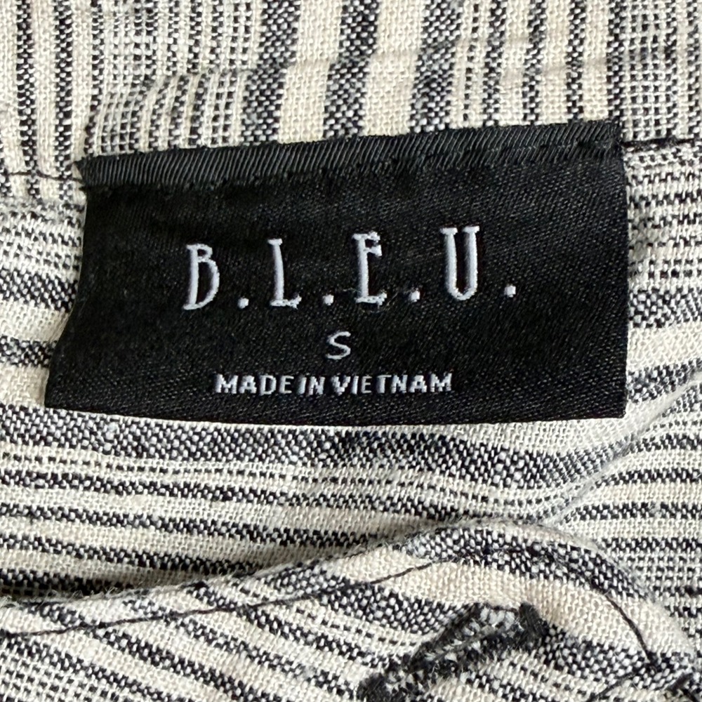 B.L.E.U. Striped Henley Blouse Long Sleeve Casual Grey Womens Small - Picture 3 of 3